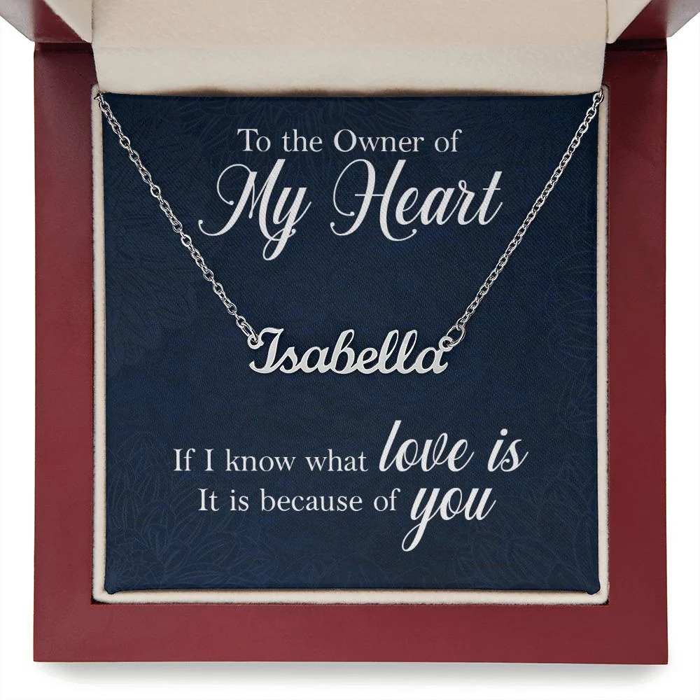 To My Girlfriend Owner of My Heart Personalized Name Necklace Stainless Steel C